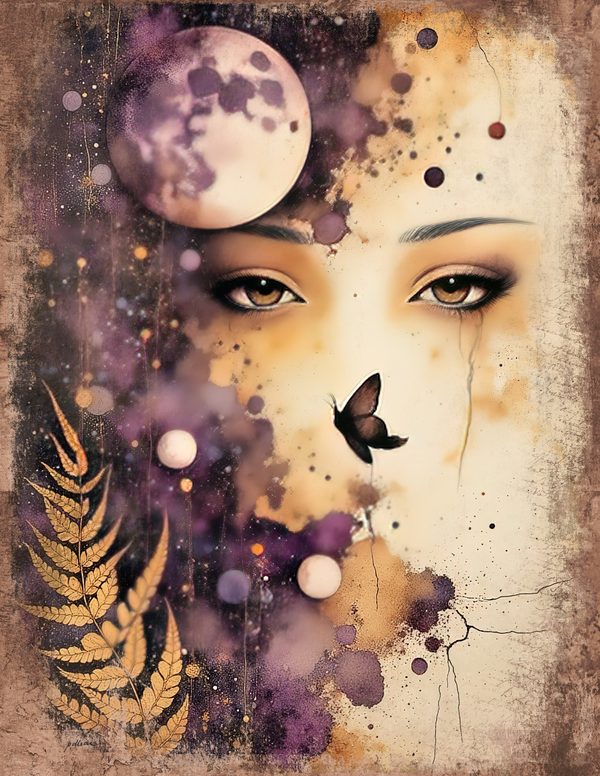 Cosmos Nebula Moth Junk Journal Pages: 60 Watercolor Digital Paper, Scrapbook Printables — image 1