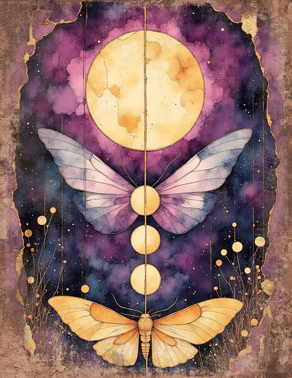 Cosmos Nebula Moth Junk Journal Pages: 60 Watercolor Digital Paper, Scrapbook Printables — image 9
