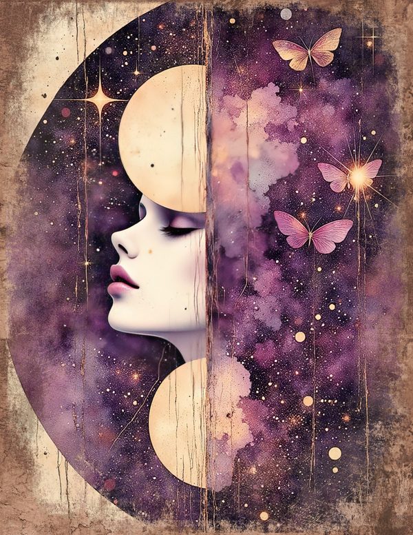 Cosmos Nebula Moth Junk Journal Pages: 60 Watercolor Digital Paper, Scrapbook Printables — image 10
