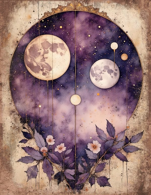 Cosmos Nebula Moth Junk Journal Pages: 60 Watercolor Digital Paper, Scrapbook Printables — image 14