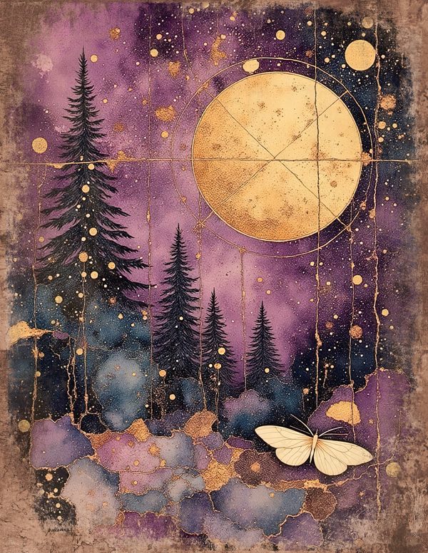 Cosmos Nebula Moth Junk Journal Pages: 60 Watercolor Digital Paper, Scrapbook Printables — image 21