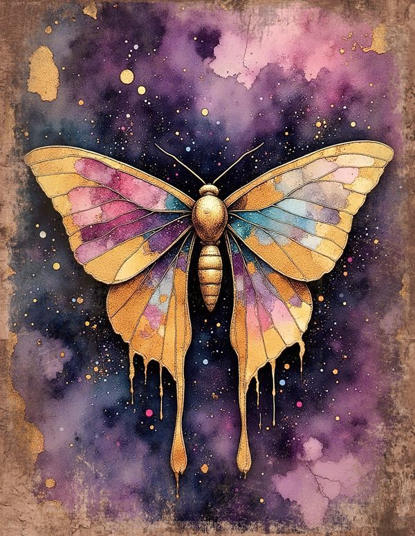Cosmos Nebula Moth Junk Journal Pages: 60 Watercolor Digital Paper, Scrapbook Printables — image 29
