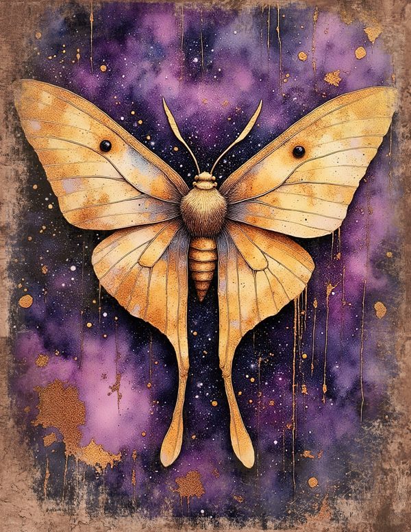 Cosmos Nebula Moth Junk Journal Pages: 60 Watercolor Digital Paper, Scrapbook Printables — image 30