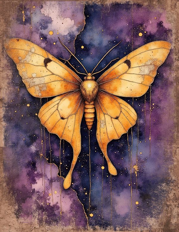 Cosmos Nebula Moth Junk Journal Pages: 60 Watercolor Digital Paper, Scrapbook Printables — image 31