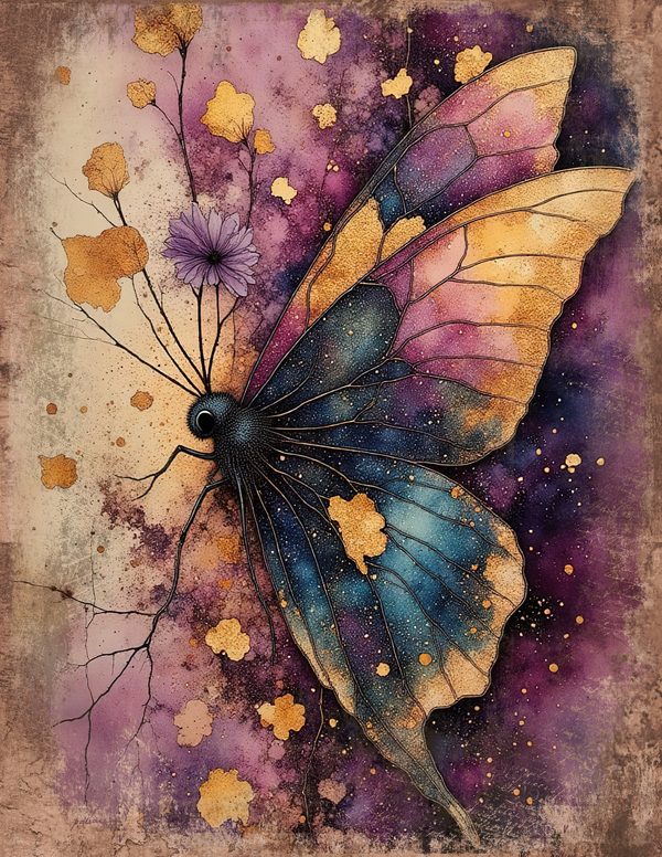 Cosmos Nebula Moth Junk Journal Pages: 60 Watercolor Digital Paper, Scrapbook Printables — image 32