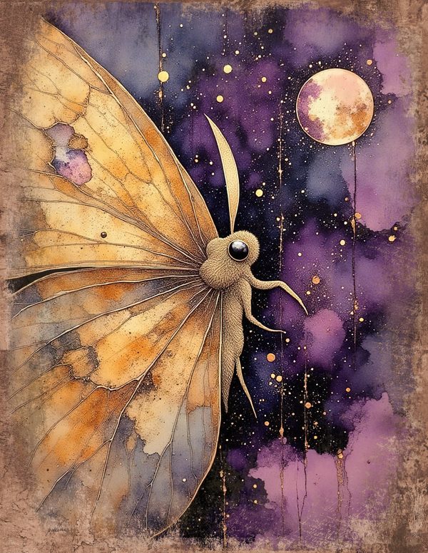Cosmos Nebula Moth Junk Journal Pages: 60 Watercolor Digital Paper, Scrapbook Printables — image 33