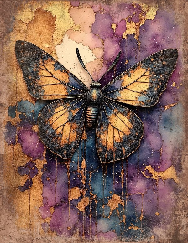 Cosmos Nebula Moth Junk Journal Pages: 60 Watercolor Digital Paper, Scrapbook Printables — image 34