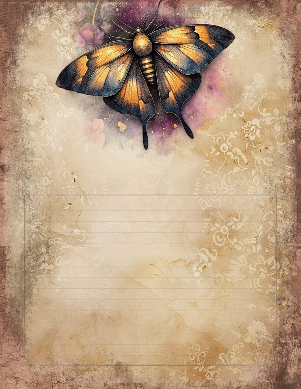 Cosmos Nebula Moth Junk Journal Pages: 60 Watercolor Digital Paper, Scrapbook Printables — image 60