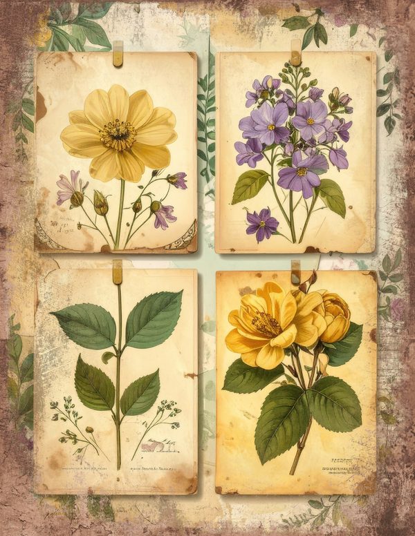 Wildlflower Meadow Junk Journal Pages: 65 Watercolor Digital Paper - Scrapbook Printables - Commercial Use — image 4