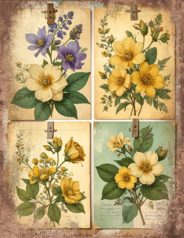 Wildlflower Meadow Junk Journal Pages: 65 Watercolor Digital Paper - Scrapbook Printables - Commercial Use — image 5
