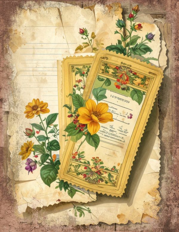 Wildlflower Meadow Junk Journal Pages: 65 Watercolor Digital Paper - Scrapbook Printables - Commercial Use — image 27