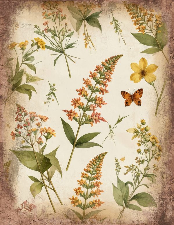 Wildlflower Meadow Junk Journal Pages: 65 Watercolor Digital Paper - Scrapbook Printables - Commercial Use — image 29