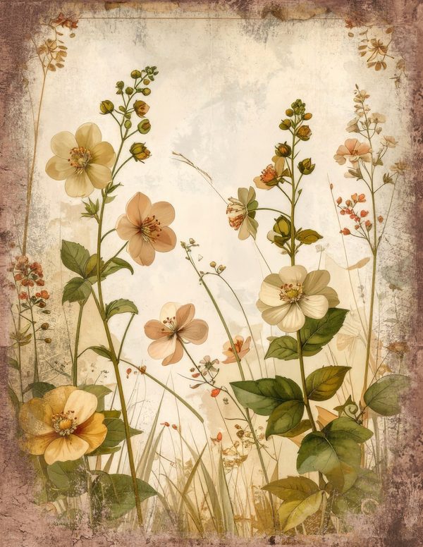 Wildlflower Meadow Junk Journal Pages: 65 Watercolor Digital Paper - Scrapbook Printables - Commercial Use — image 30