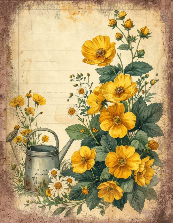 Wildlflower Meadow Junk Journal Pages: 65 Watercolor Digital Paper - Scrapbook Printables - Commercial Use — image 35