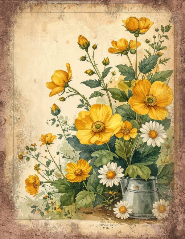 Wildlflower Meadow Junk Journal Pages: 65 Watercolor Digital Paper - Scrapbook Printables - Commercial Use — image 40