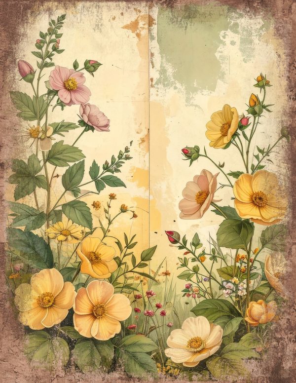 Wildlflower Meadow Junk Journal Pages: 65 Watercolor Digital Paper - Scrapbook Printables - Commercial Use — image 49