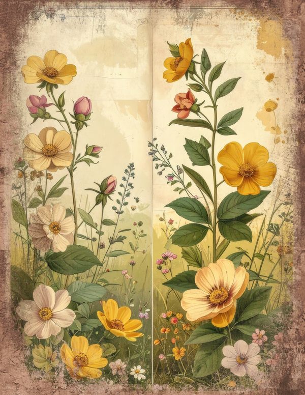 Wildlflower Meadow Junk Journal Pages: 65 Watercolor Digital Paper - Scrapbook Printables - Commercial Use — image 50