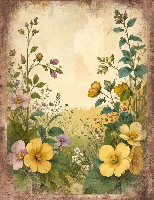 Wildlflower Meadow Junk Journal Pages: 65 Watercolor Digital Paper - Scrapbook Printables - Commercial Use — image 51