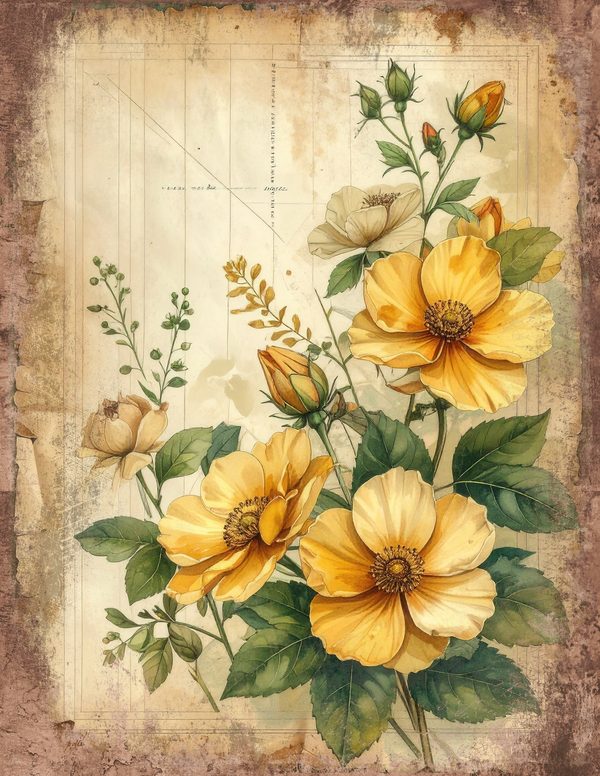 Wildlflower Meadow Junk Journal Pages: 65 Watercolor Digital Paper - Scrapbook Printables - Commercial Use — image 57