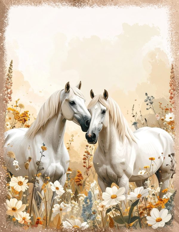 Palomino Horse Beauty Junk Journal Pages: 60 Watercolor Digital Paper - Scrapbook Printables — image 2