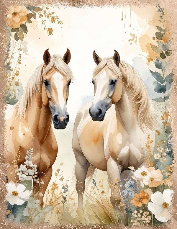 Palomino Horse Beauty Junk Journal Pages: 60 Watercolor Digital Paper - Scrapbook Printables — image 5