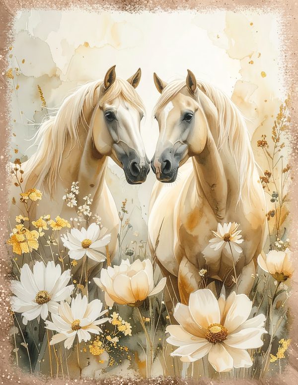 Palomino Horse Beauty Junk Journal Pages: 60 Watercolor Digital Paper - Scrapbook Printables — image 6