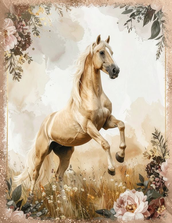 Palomino Horse Beauty Junk Journal Pages: 60 Watercolor Digital Paper - Scrapbook Printables — image 10