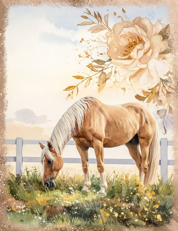Palomino Horse Beauty Junk Journal Pages: 60 Watercolor Digital Paper - Scrapbook Printables — image 15