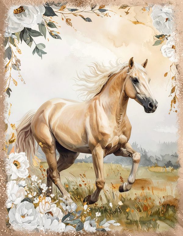 Palomino Horse Beauty Junk Journal Pages: 60 Watercolor Digital Paper - Scrapbook Printables — image 18