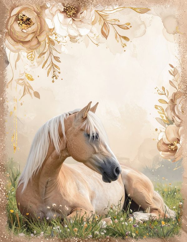 Palomino Horse Beauty Junk Journal Pages: 60 Watercolor Digital Paper - Scrapbook Printables — image 19