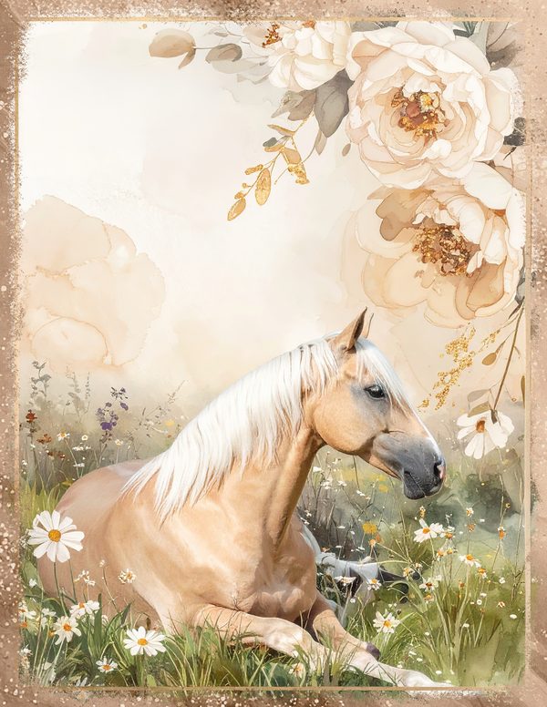 Palomino Horse Beauty Junk Journal Pages: 60 Watercolor Digital Paper - Scrapbook Printables — image 21