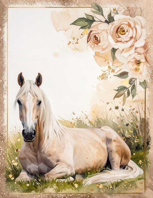 Palomino Horse Beauty Junk Journal Pages: 60 Watercolor Digital Paper - Scrapbook Printables — image 22