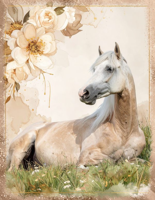 Palomino Horse Beauty Junk Journal Pages: 60 Watercolor Digital Paper - Scrapbook Printables — image 23