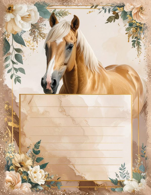 Palomino Horse Beauty Junk Journal Pages: 60 Watercolor Digital Paper - Scrapbook Printables — image 41