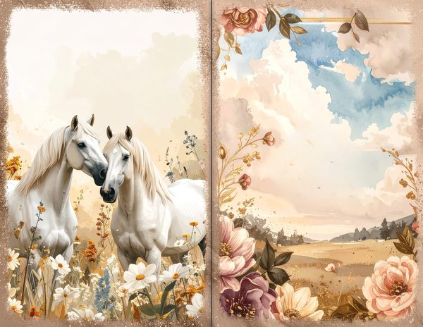 30 Palomino Pony Journal Spreads: Printable Open Book Pages - Commercial Use JPGs — image 2