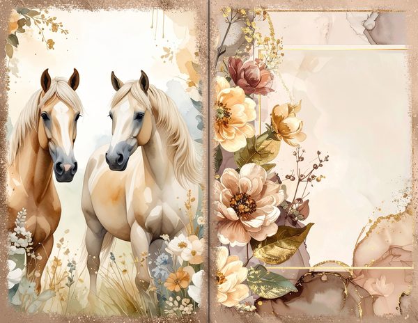 30 Palomino Pony Journal Spreads: Printable Open Book Pages - Commercial Use JPGs — image 4
