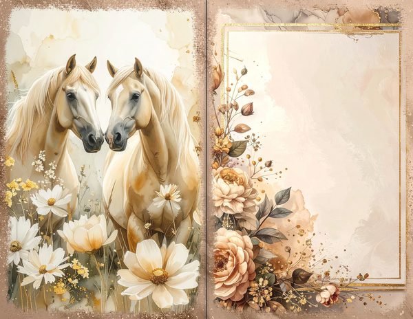 30 Palomino Pony Journal Spreads: Printable Open Book Pages - Commercial Use JPGs — image 5
