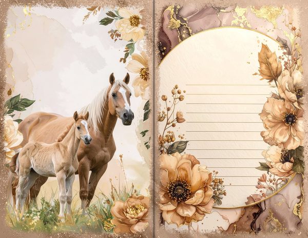30 Palomino Pony Journal Spreads: Printable Open Book Pages - Commercial Use JPGs — image 6