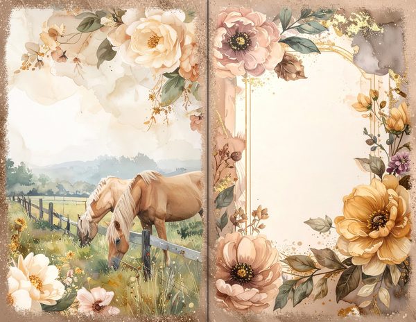 30 Palomino Pony Journal Spreads: Printable Open Book Pages - Commercial Use JPGs — image 8