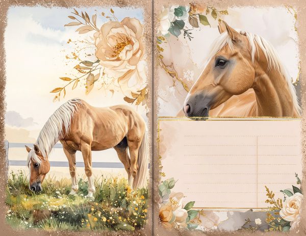 30 Palomino Pony Journal Spreads: Printable Open Book Pages - Commercial Use JPGs — image 10