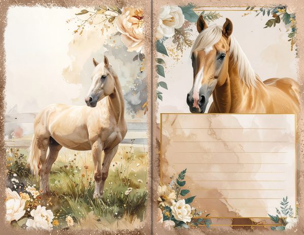 30 Palomino Pony Journal Spreads: Printable Open Book Pages - Commercial Use JPGs — image 11