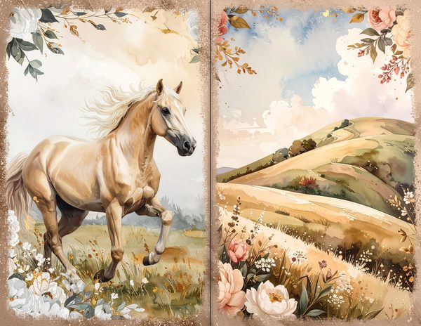 30 Palomino Pony Journal Spreads: Printable Open Book Pages - Commercial Use JPGs — image 12
