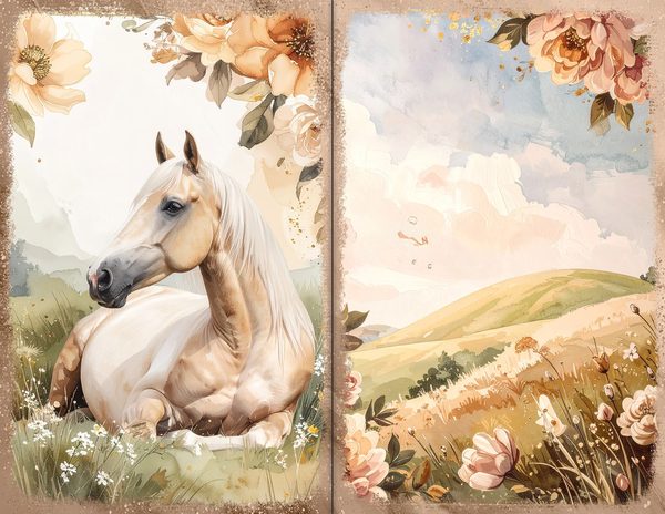 30 Palomino Pony Journal Spreads: Printable Open Book Pages - Commercial Use JPGs — image 13