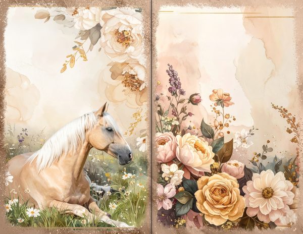 30 Palomino Pony Journal Spreads: Printable Open Book Pages - Commercial Use JPGs — image 14