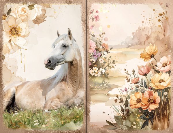 30 Palomino Pony Journal Spreads: Printable Open Book Pages - Commercial Use JPGs — image 15