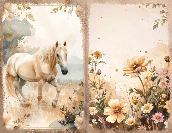 30 Palomino Pony Journal Spreads: Printable Open Book Pages - Commercial Use JPGs — image 16