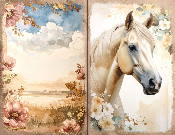 30 Palomino Pony Journal Spreads: Printable Open Book Pages - Commercial Use JPGs — image 17