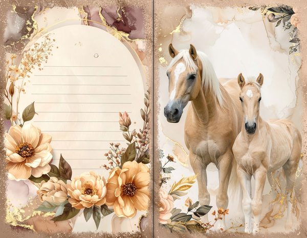 30 Palomino Pony Journal Spreads: Printable Open Book Pages - Commercial Use JPGs — image 18