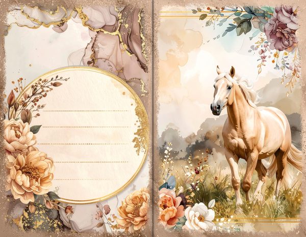 30 Palomino Pony Journal Spreads: Printable Open Book Pages - Commercial Use JPGs — image 19