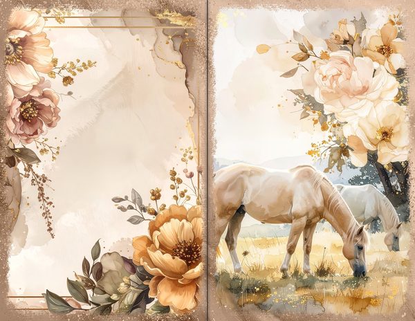 30 Palomino Pony Journal Spreads: Printable Open Book Pages - Commercial Use JPGs — image 20